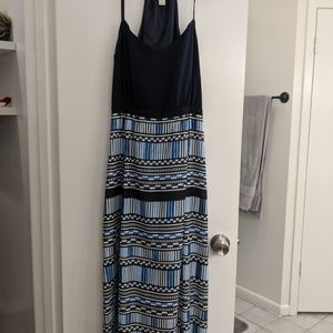 J Crew Blue Maxi Dress with printed skirt